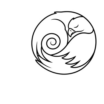 Stylized Bird Sleeping in a Circle