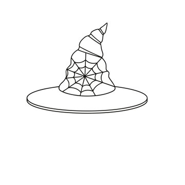 Witch Hat with Spider Web Outline