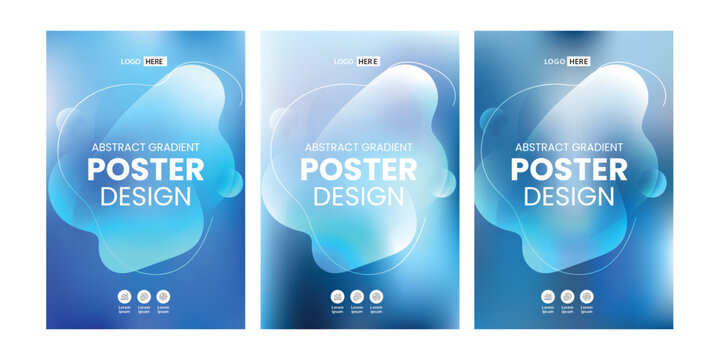 Modern Abstract Gradient Poster Design Template with Soft Blue Cloud