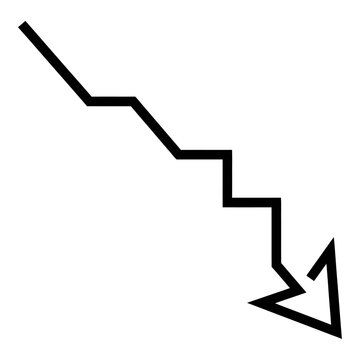 Trend Down icon outline line vector representing decrease loss drop decline down arrow chart for website and mobile app user interface design