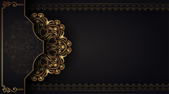 Luxury black mandala background, round decoration