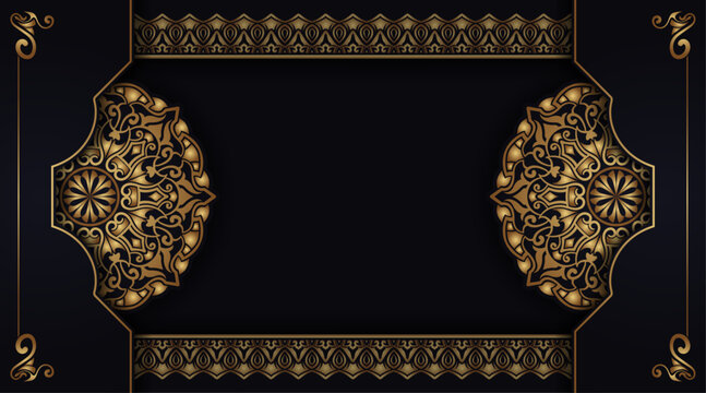 Luxury black mandala background, round decoration