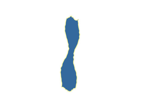 Geographical map outline representing the island territory of guam in blue