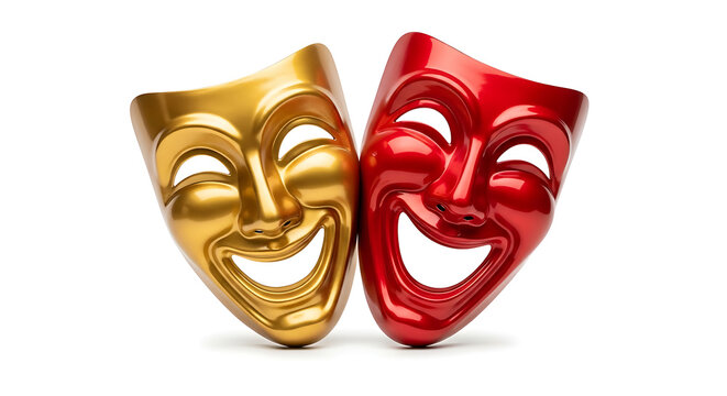 Comedy and tragedy masks facing each other