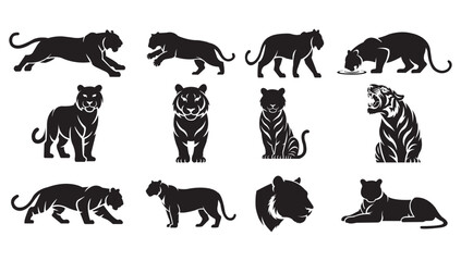 Obraz premium Tiger Silhouettes Vector Graphic Collection