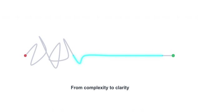 motion graphic complex to simple path transition