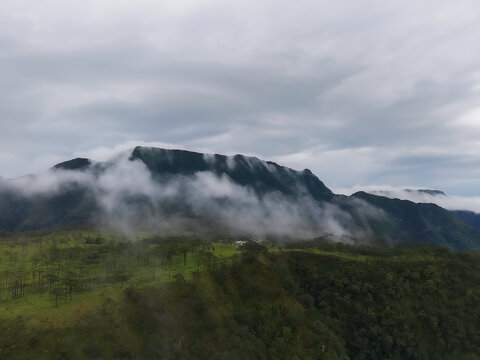 Phu Soi Dao National Park in the rainy season with mist covering the trees and forest has a beautiful and refreshing nature. Located in Thailand