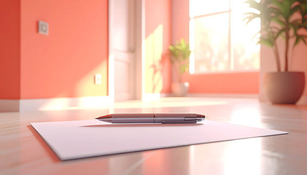 Yoga mat with laptop on floor.