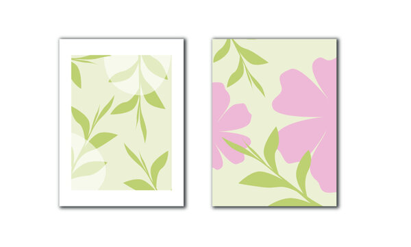 Set of two botanical wall art. Flower wall decoration.