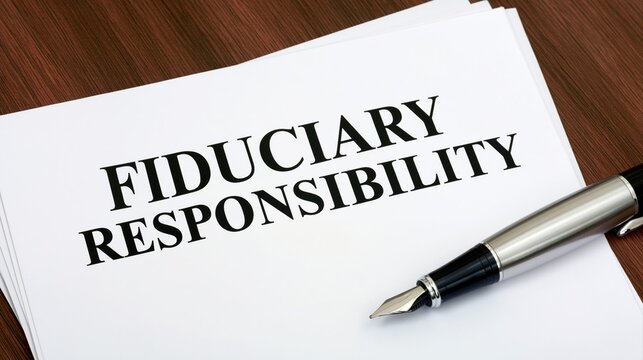 Fiduciary responsibility text on paper with pen