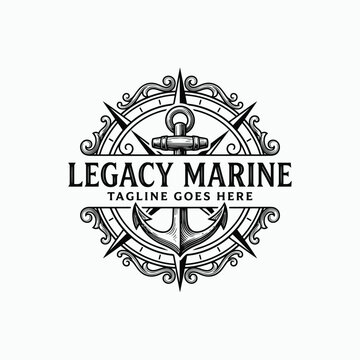 Detailed vintage maritime emblem for luxury boating and naval heritage branding.