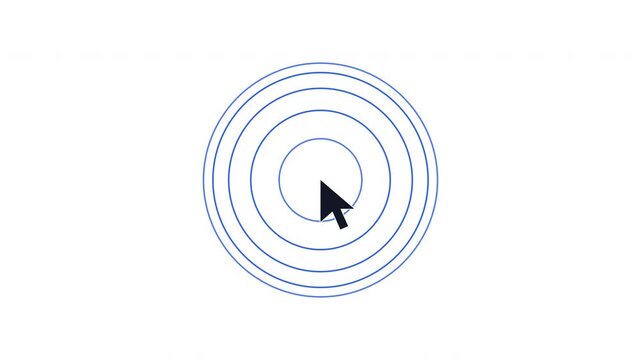 Click explosion animation with cursor and sound overlay, isolated on white