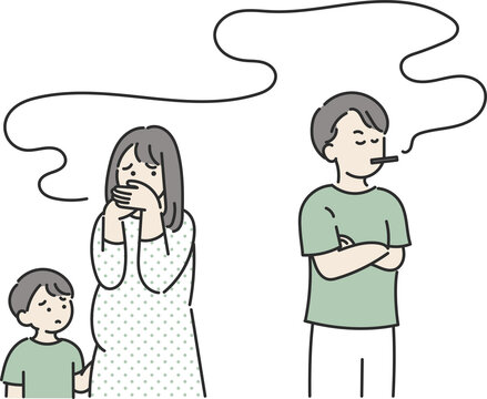 受動喫煙の被害に遭う妊婦のイラスト