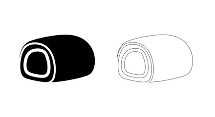 Japanese maki sushi roll icon black and white illustration for food and restaurant graphics © Nusrat24