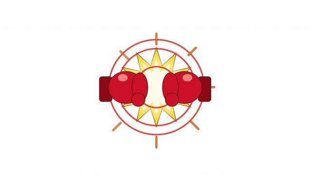 Collision of red boxing gloves, comic boom explosion, motion graphic loop