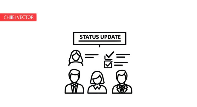 Project status update icon with team members