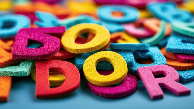 Colorful Wooden Alphabet Letters Scattered Randomly.