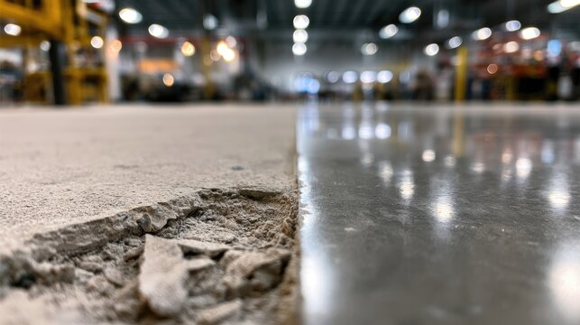Comparison of Damaged Concrete Floor and Polished Concrete Floor.