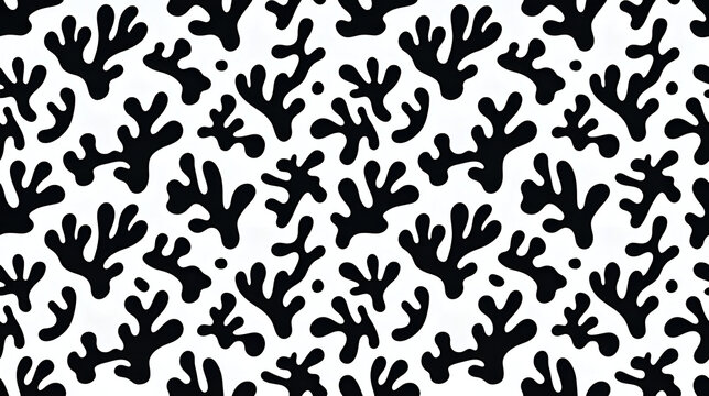 Black and white coral camouflage seamless pattern vector background for abstract organic design