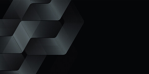 Obraz premium Abstract hexagon rendering of black abstract geometric background. Scene for advertising design modern