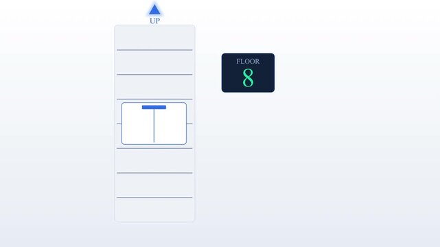 Animated elevator moving up from floor 0 to 9, motion graphic illustration