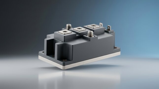 Thyristor module 3D render industrial semiconductor power control component for switching regulation and automation equipment