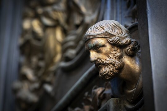 Head of a bearded man, Baptistery of San Giovanni, baptistery, UNESCO World Heritage Site, old town, Florence, Tuscany, Italy