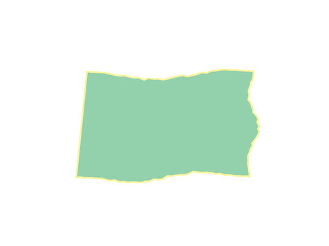 Geographic outline map of the state of oregon with a light green fill