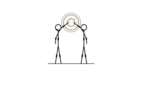 Friends giving high five outline animation, simple black line art style, teamwork concept