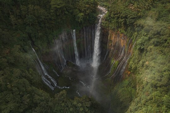 Aerial view of Tumba Sewu Waterfall, Java, Indonesia