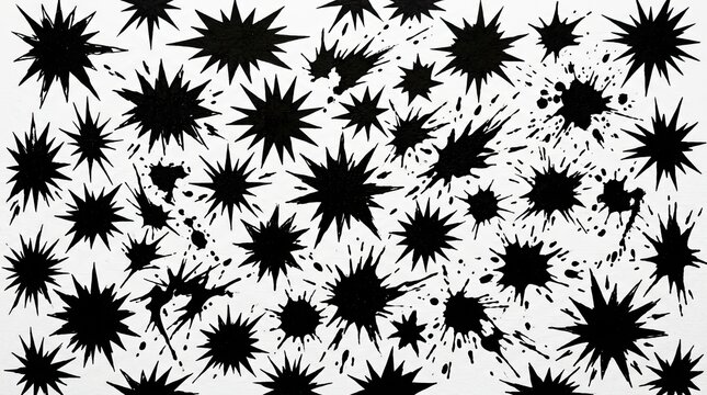 Black ink splash and splatter seamless pattern.