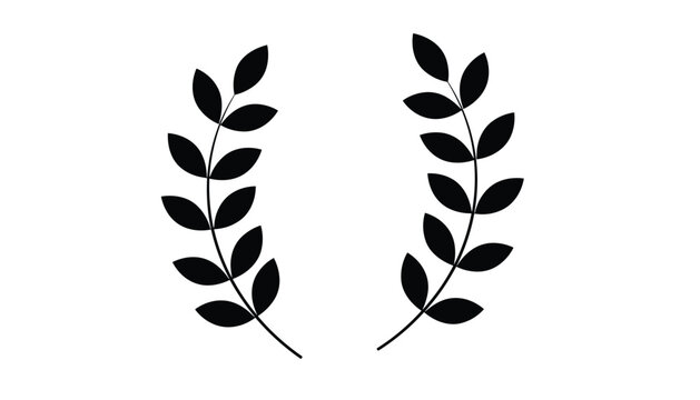Classic black laurel wreath silhouette symbolises victory, honor, and achievement on a clean white background.