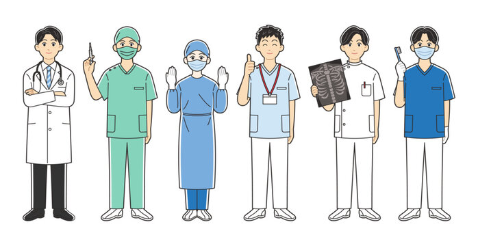Healthcare professionals occupation set full length vector illustration