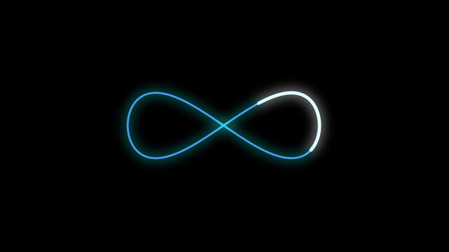 Animated glowing blue infinity symbol loop motion graphic