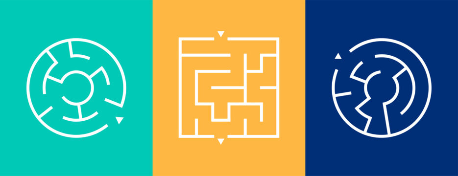 collection of maze pattern banner find the exit from deadlock