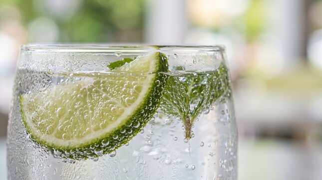 Macro photo of macro glass sparkling water 2k showing glass object showing pure transparent material light reflection refraction and smooth polished edges with professional studio lighting