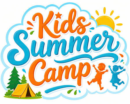 Kids Summer Camp colorful badge design