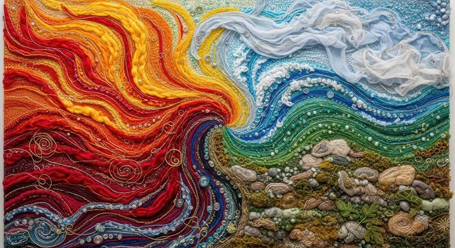Colorful abstract art with swirling patterns. Vibrant textured background for creative projects.
