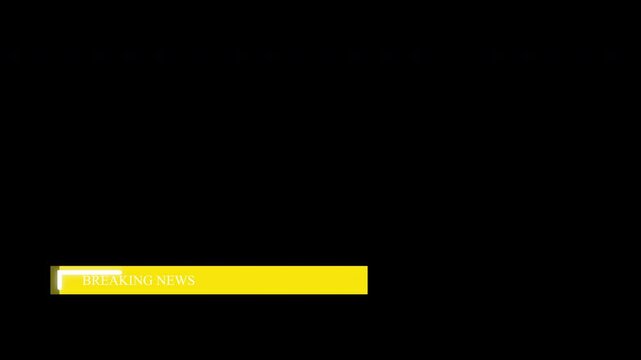 Yellow lower third title bar animation, simple bold rectangular shape moves across black background