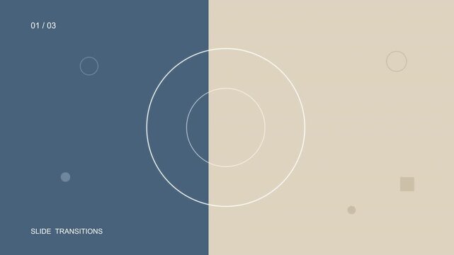 Clean geometric circle expansion and split screen wipe motion graphic background