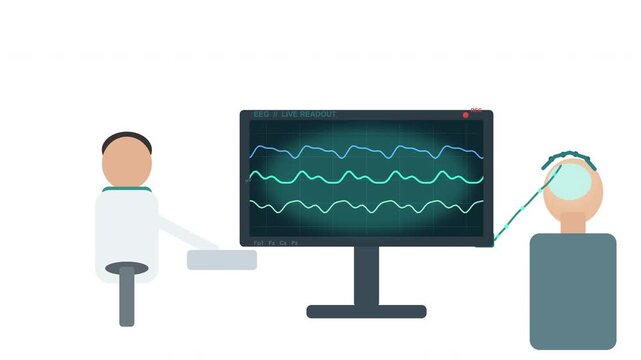 Neurologist analyzing brain activity with eeg technology, neuroscience medical exam
