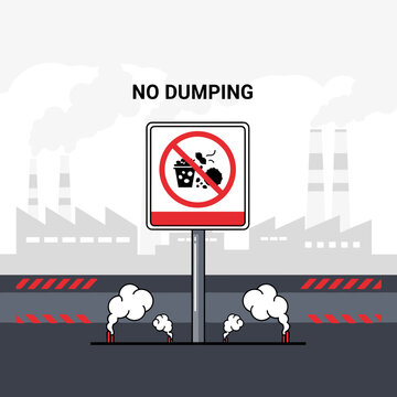 No Dumping Sign over Industrial Area