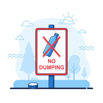 No Dumping Sign with Plastic Bottle Icon