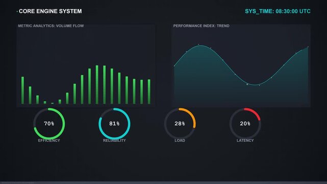 Digital HUD Dashboard Core Engine System Monitoring Interface