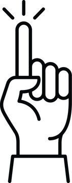 Minimalist hand cursor icon, finger pointing up vector, black line art gesture