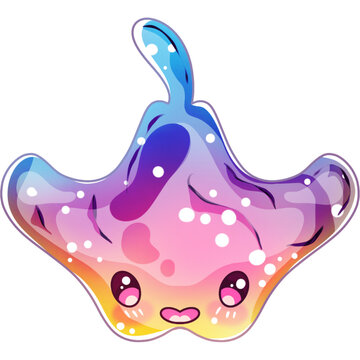 Cute Rainbow Manta Ray Ocean Animal Clip Art
