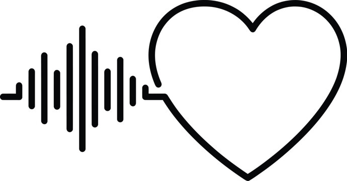 Minimalist heart beat line icon, cardiogram pulse vector, medical health logo
