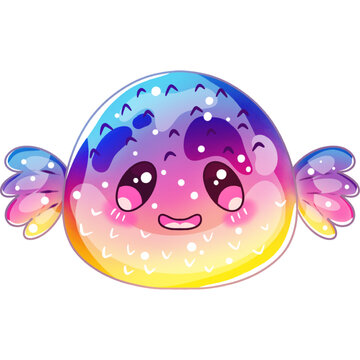 Cute Rainbow Pufferfish Ocean Animal Clip Art