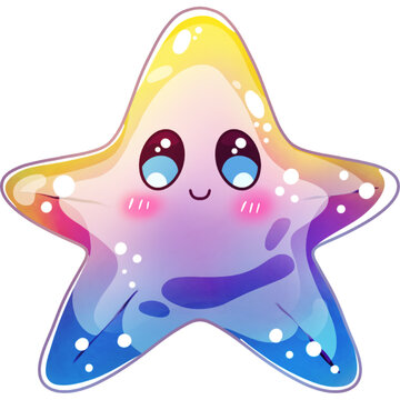 Cute Rainbow Starfish Ocean Animal Character
