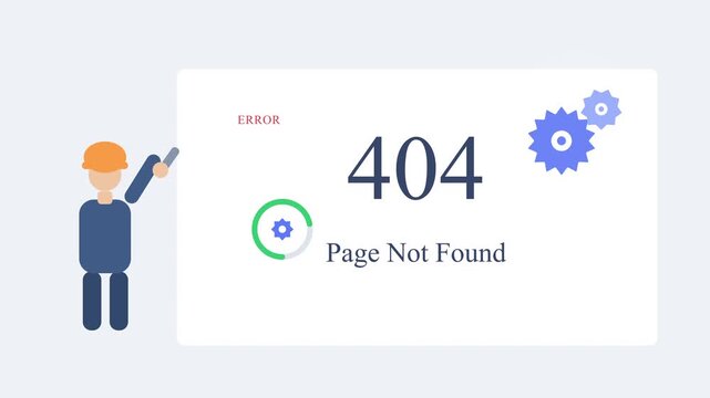 Site maintenance animation man fixing 404 page not found error message flat design